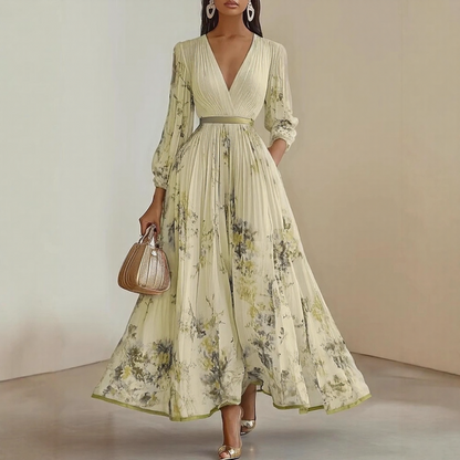 Roma-Elegant Pleated Maxi Dress