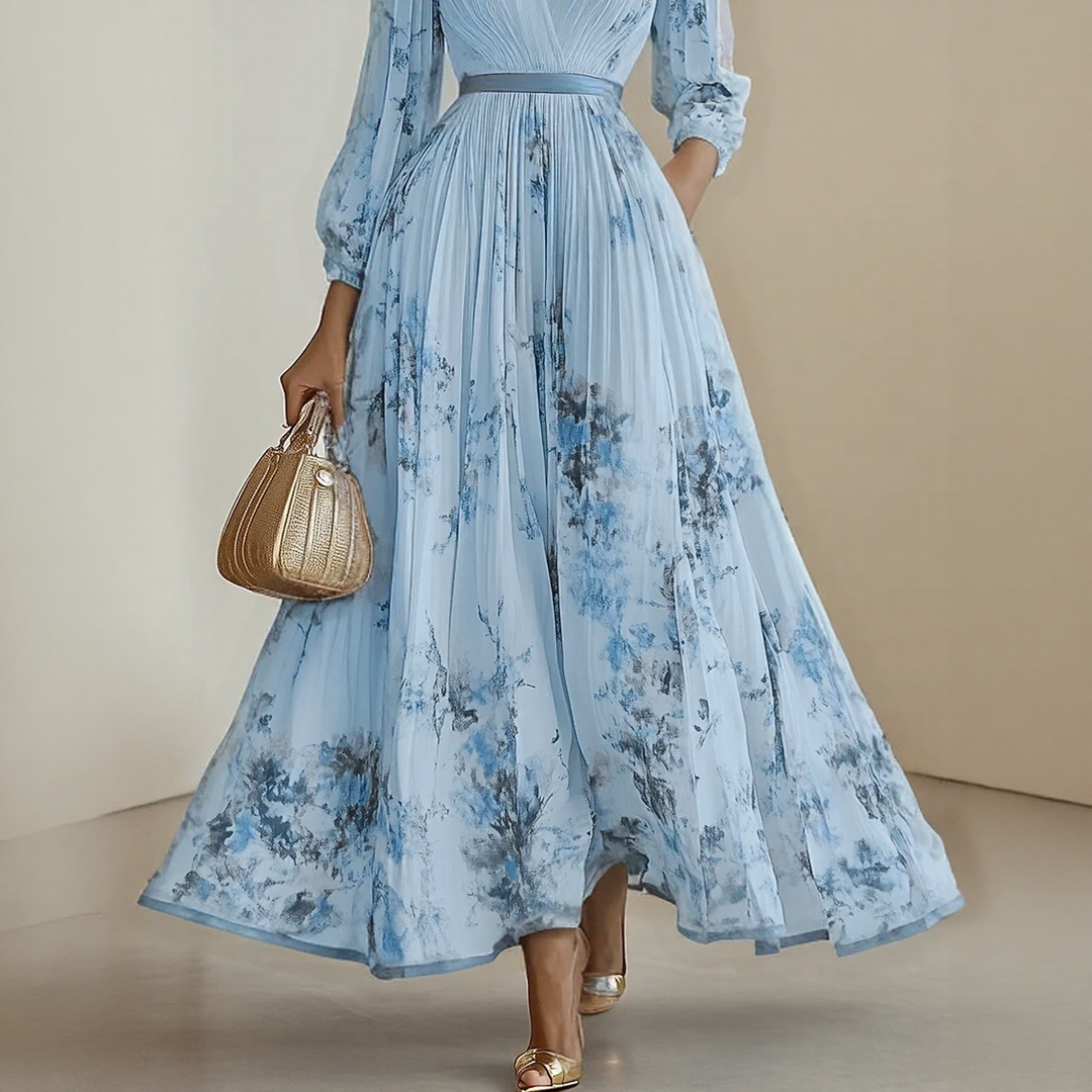 Roma-Elegant Pleated Maxi Dress