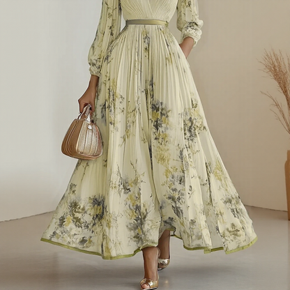Roma-Elegant Pleated Maxi Dress