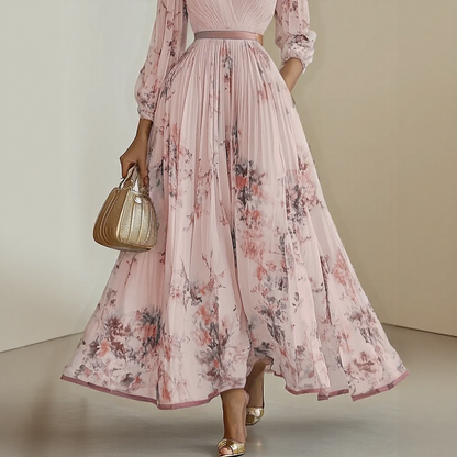Roma-Elegant Pleated Maxi Dress