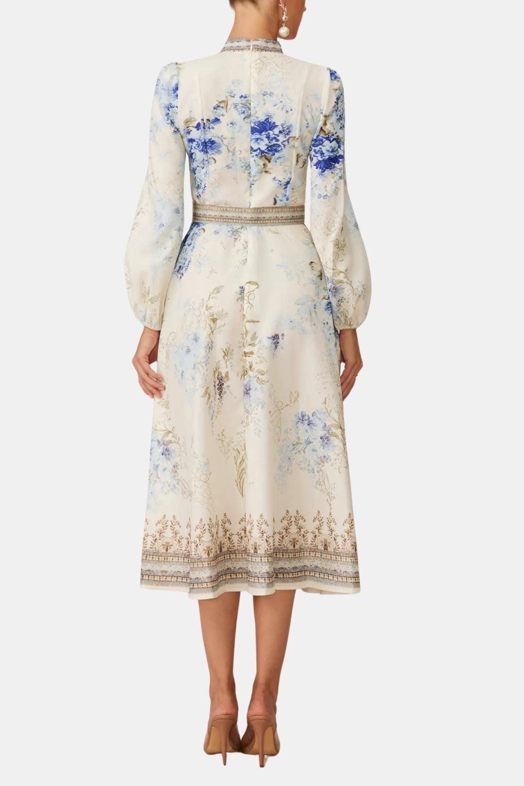 Tatiana - High Neck Floral Print Midi Dress