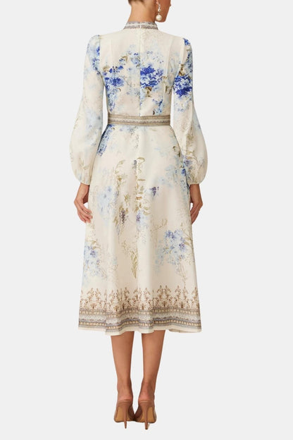 Tatiana - High Neck Floral Print Midi Dress