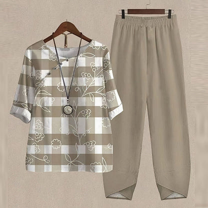 Elanira | Conjunto informal para mujer con blusa holgada y pantalones ajustados | Suave