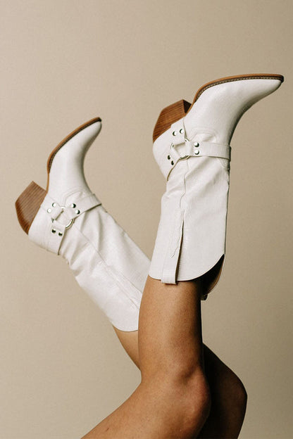 Leather Cow Print Western Boots Spring Fashion Harness Ankle Boots