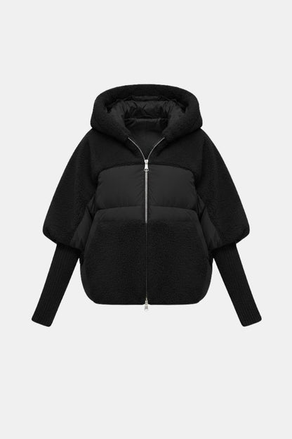 Theodora – Oversized Hooded Winter Coat with Plush Contrast Panels