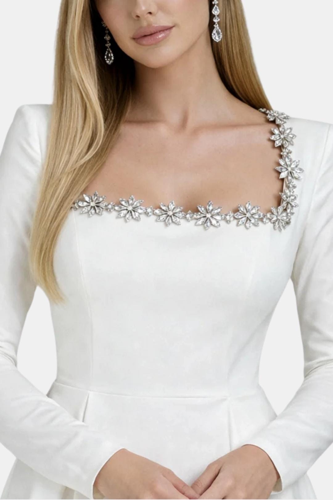 Theresa – Embellished Square Neck Velvet Mini Dress