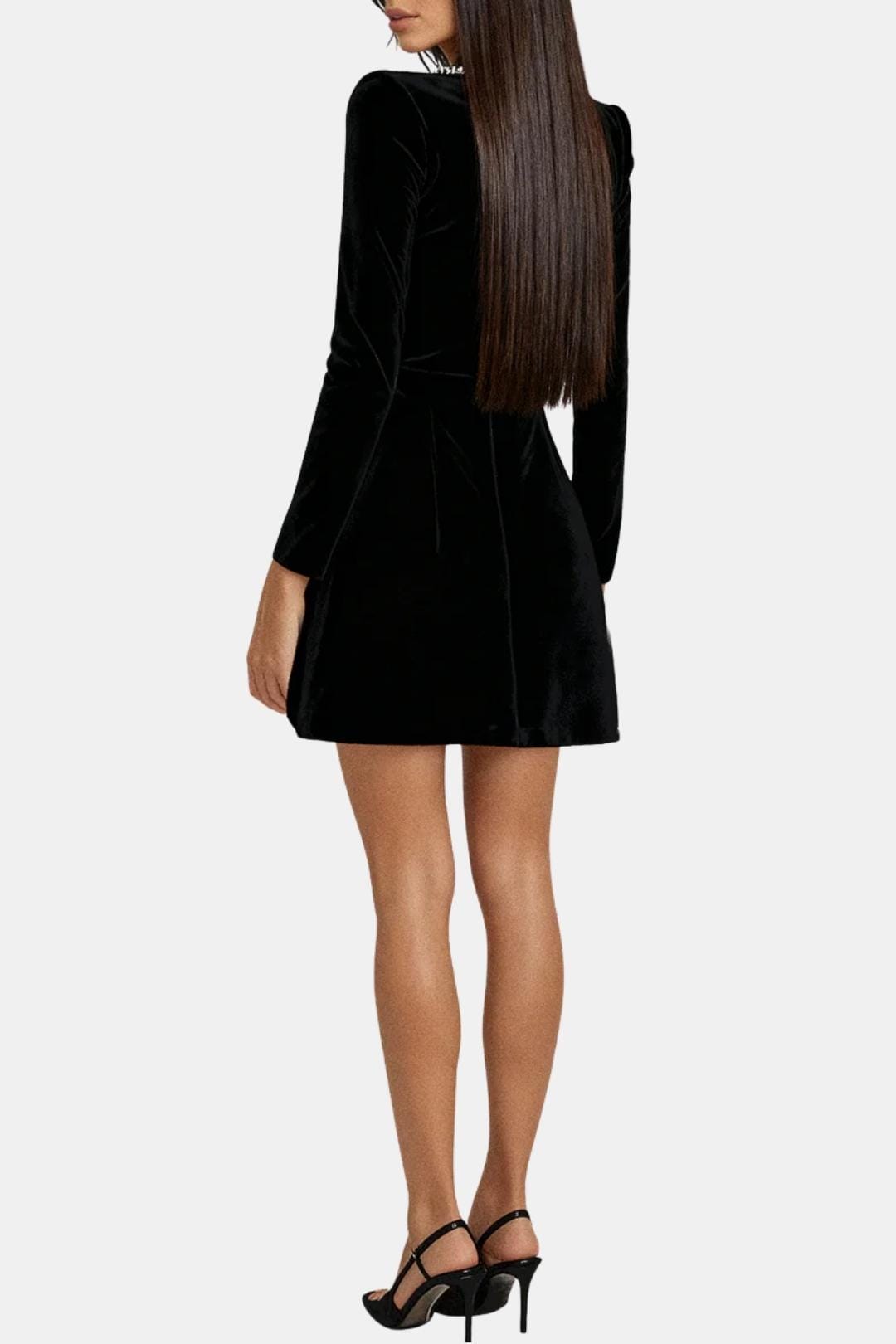 Theresa – Embellished Square Neck Velvet Mini Dress