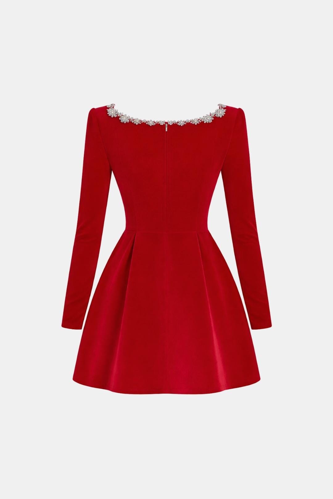 Theresa – Embellished Square Neck Velvet Mini Dress