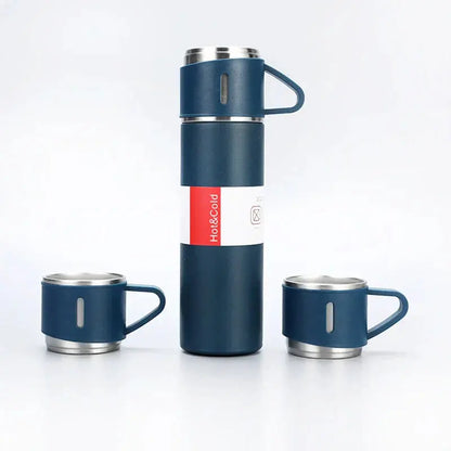 Thermoskanne Geschenkset mit 3 Bechern – Warm & Kalt, 500 ml Zorenza