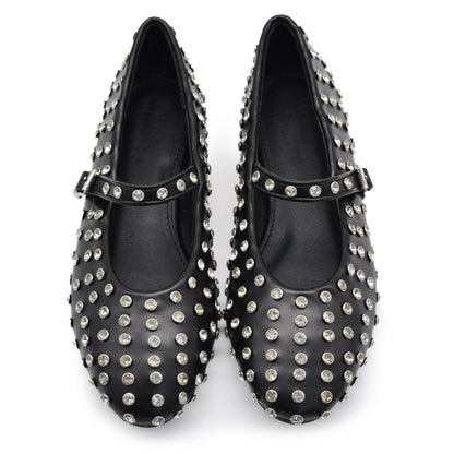 Tiziana – Sandali ballerine donna borchie strass cinturino 0