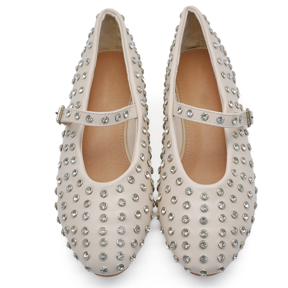 Tiziana – Sandali ballerine donna borchie strass cinturino 1