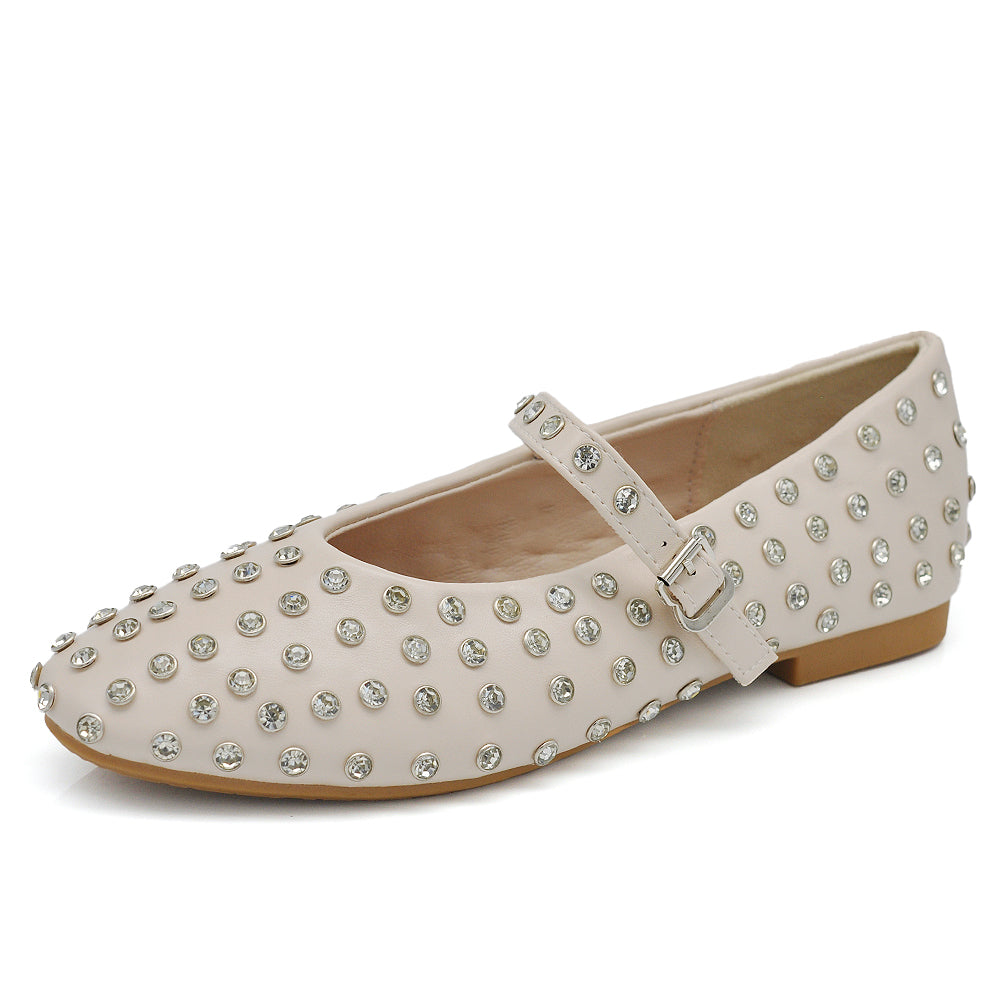 Tiziana – Sandali ballerine donna borchie strass cinturino 3