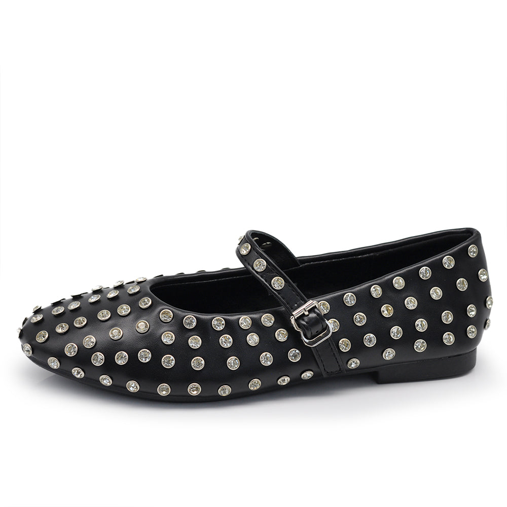 Tiziana – Sandali ballerine donna borchie strass cinturino 4