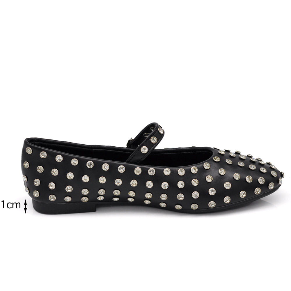 Tiziana – Sandali ballerine donna borchie strass cinturino 6