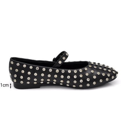 Tiziana – Sandali ballerine donna borchie strass cinturino 6