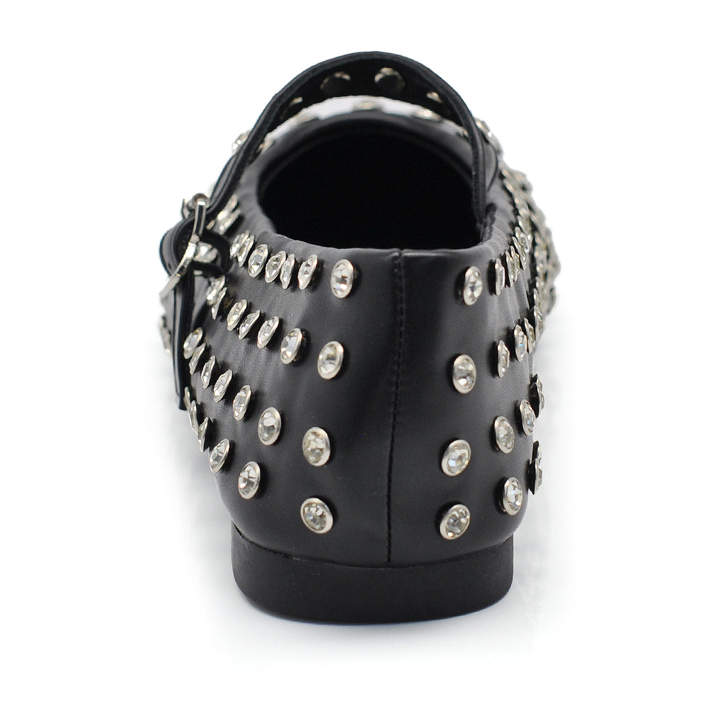 Tiziana – Sandali ballerine donna borchie strass cinturino 7