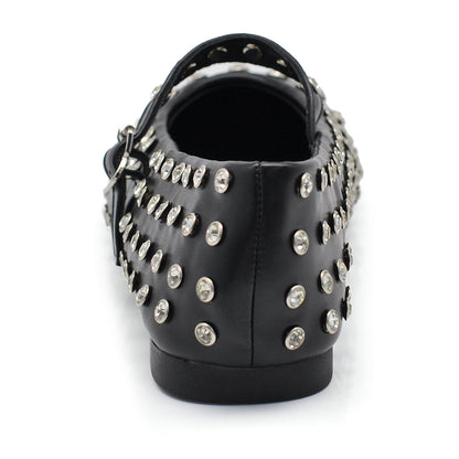 Tiziana – Sandali ballerine donna borchie strass cinturino 7