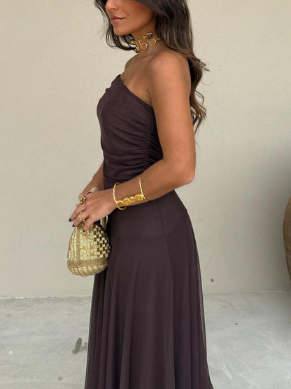 Ayla | Off Shoulder Chiffon Maxi Evening Dress