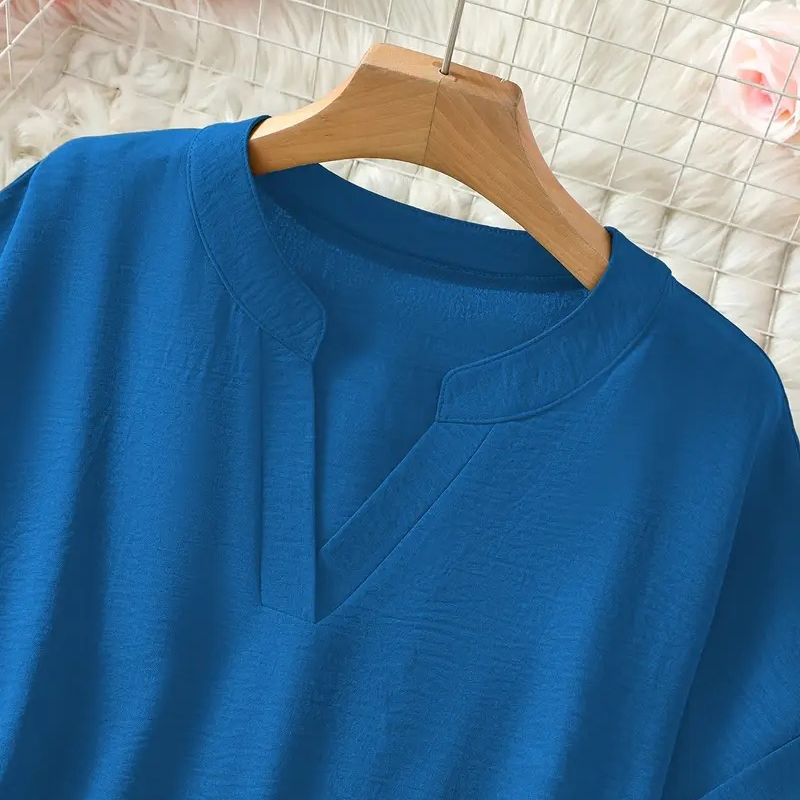 Top Blouse Dames Korte Mouw | Losvallend & Flatterende V-hals
