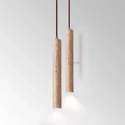 Travertin-LED-Pendelleuchte – Minimalistischer Wabi-Sabi-Stil, Warmweiß Zorenza