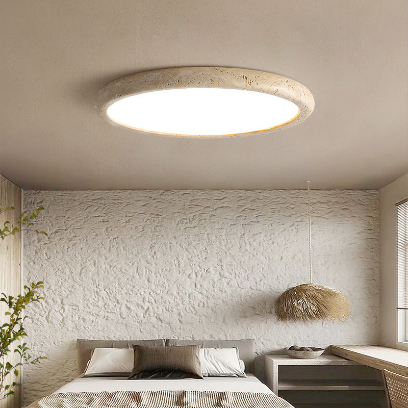Travertine Flush Ceiling Light with LED Panel