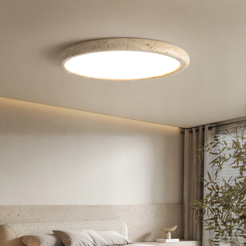 Travertine Flush Ceiling Light with LED Panel