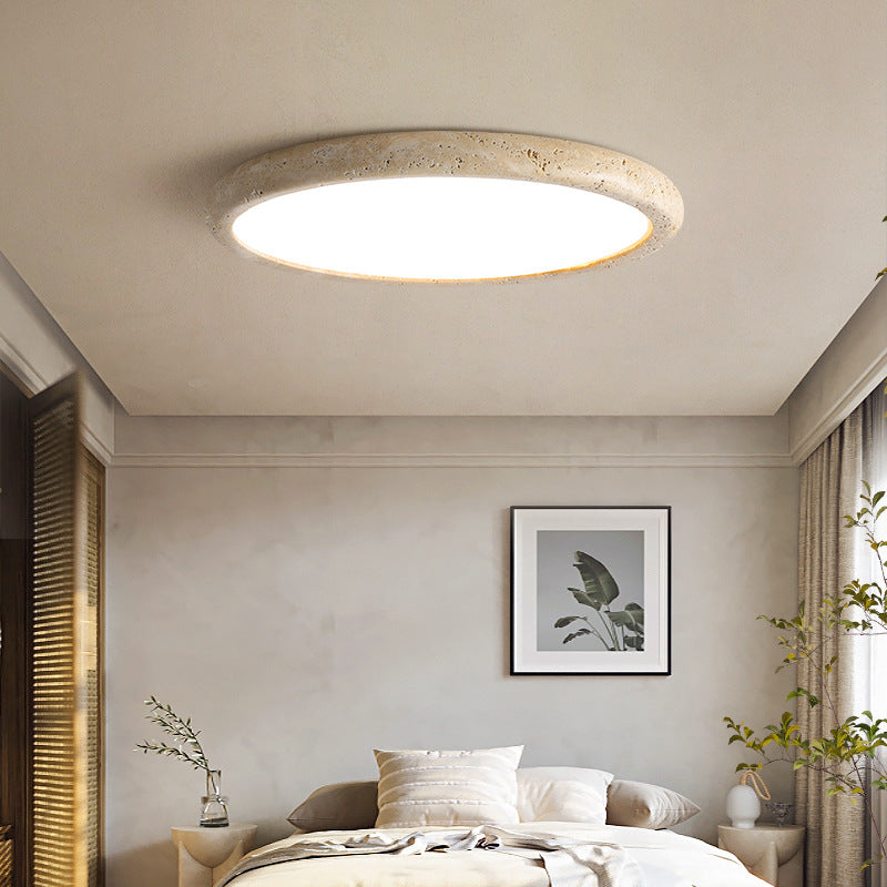 Travertine Flush Ceiling Light with LED Panel