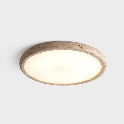 Travertine Flush Ceiling Light with LED Panel