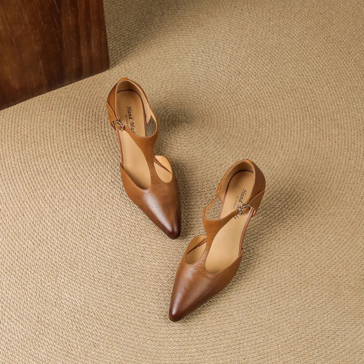 Sloane | Women's T-Strap Heels Pointed Toe Mid Heel Pumps