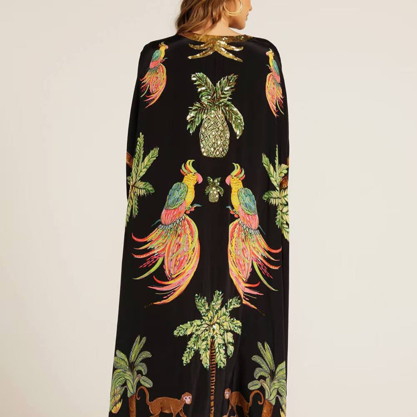 Tropical Print Kaftan Dress for Women