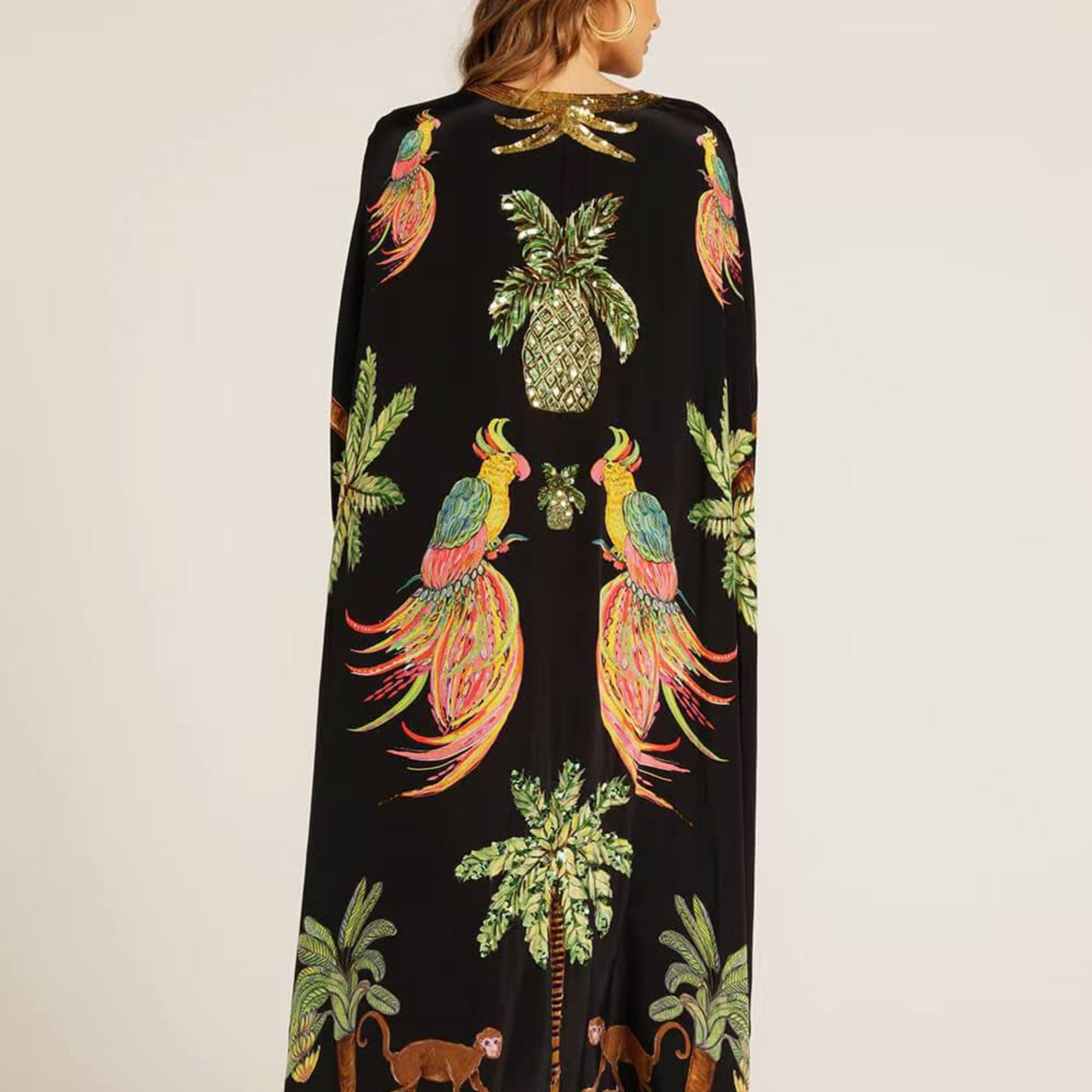 Tropical Print Kaftan Dress for Women