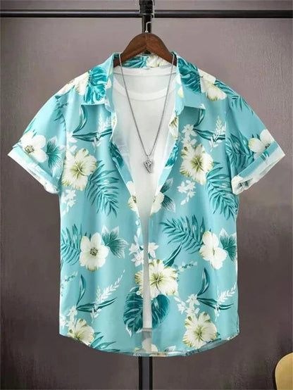 Tropisches Hawaiihemd | 3D-Blumendruck für Stil und Komfort | Leicht und Atmungsaktiv für Sommeraktivitäten 11