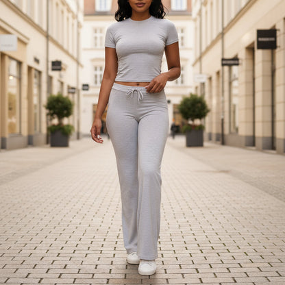 Two Piece Set | Flowy Fit, Versatile Style for Women-Sets-Mykonostore-Gray-S-Mykonostore