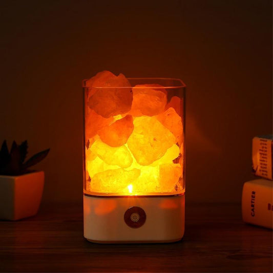Lampe en cristal de sel de l'Himalaya (couleur) | Éclairage - Science Factory
