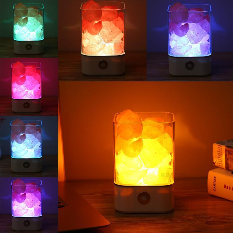 Lampe en cristal de sel de l'Himalaya (couleur) | Éclairage - Science Factory