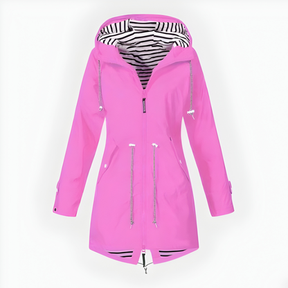 Stylish Long Rain Jacket for Women – Windproof & Waterproof Design