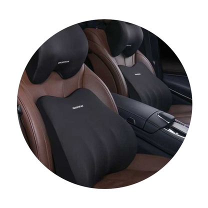 Black Memory Foam Car Seat Neck And Lumbar Support Set Ergonomic Cushion For Office Home Driving