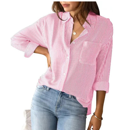 Elouise – Gestreifte Damenbluse Langarm Casual
