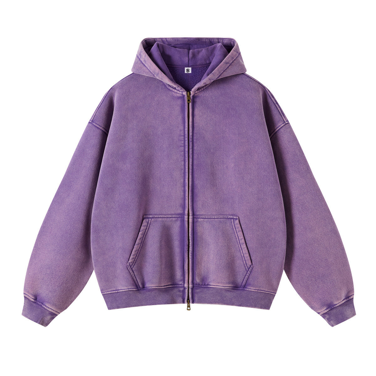 Washed Oversized Retro Zip-Up Hoodie