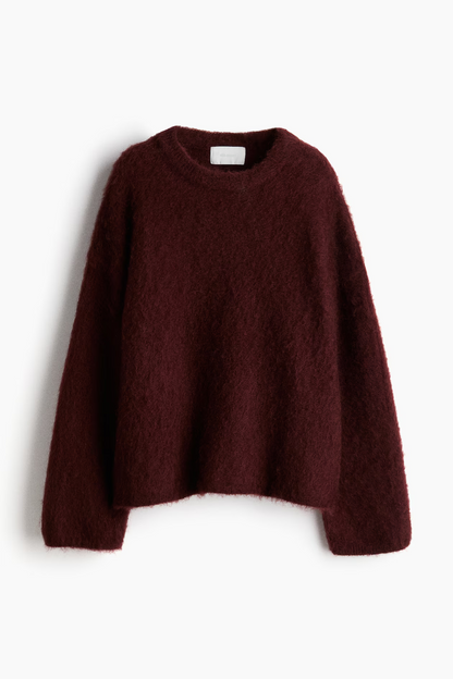 Lussuoso maglione oversize da donna – Maglione ampio in misto mohair