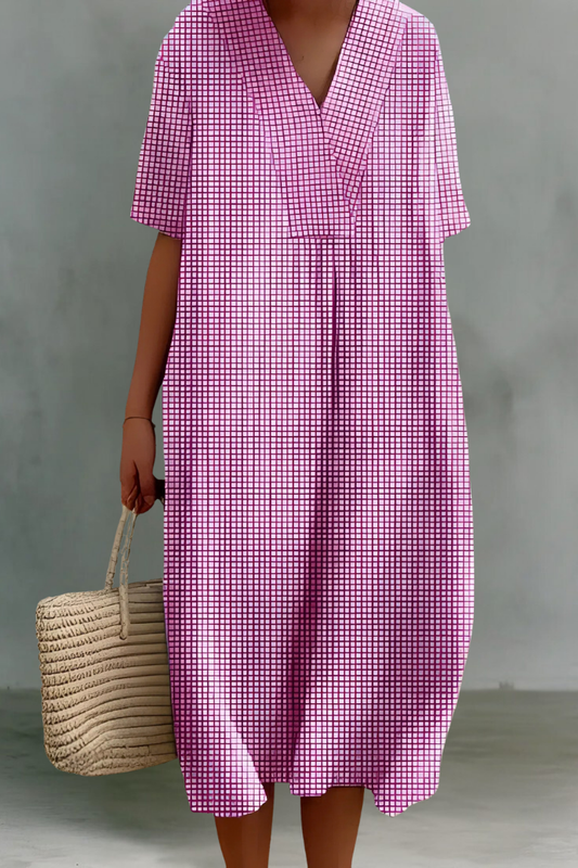Kim | Linen V-Neck Midi Dress