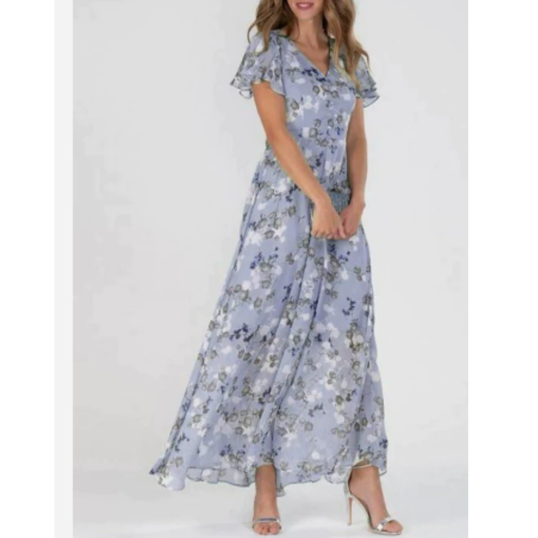 Clarissa - Formele zomerse maxi jurk met bloemenprint dames