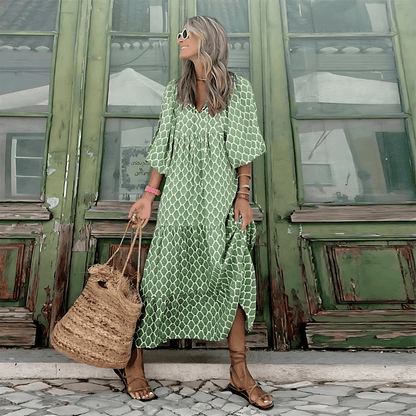 Dorothy - Printed V-Neck Maxi Summer Dress