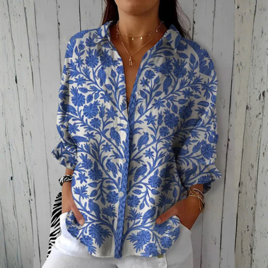 Isabella | Blusa de Jardim Azul para Mulher
