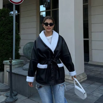 Amelie – Manteau doublé en polaire avec col à revers et poches