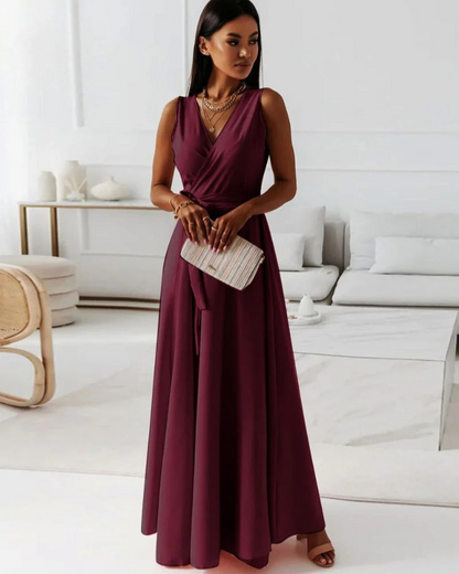 Sophie – Robe longue femme à col en V