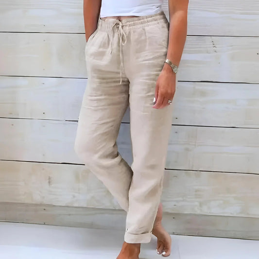 Lorinne | Pantaloni in Lino Stretch
