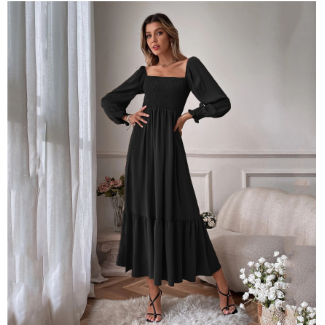 Damen Herbstkleid mit langen Ärmeln & schmeichelnder Silhouette – Hermina