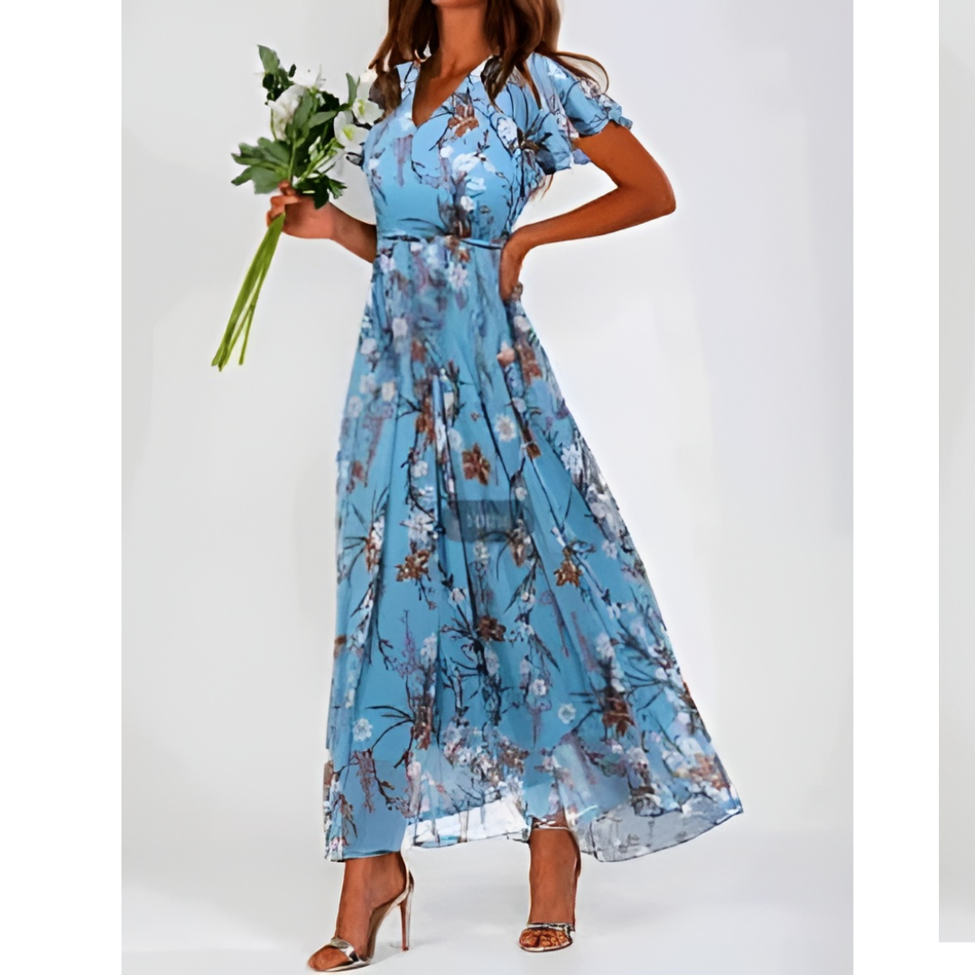 Mathilde – Robe maxi formelle d’été à imprimé floral femme