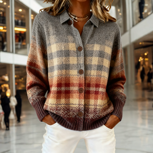 BEATRICE | Pull Doux à Motifs Carreaux Dégradés